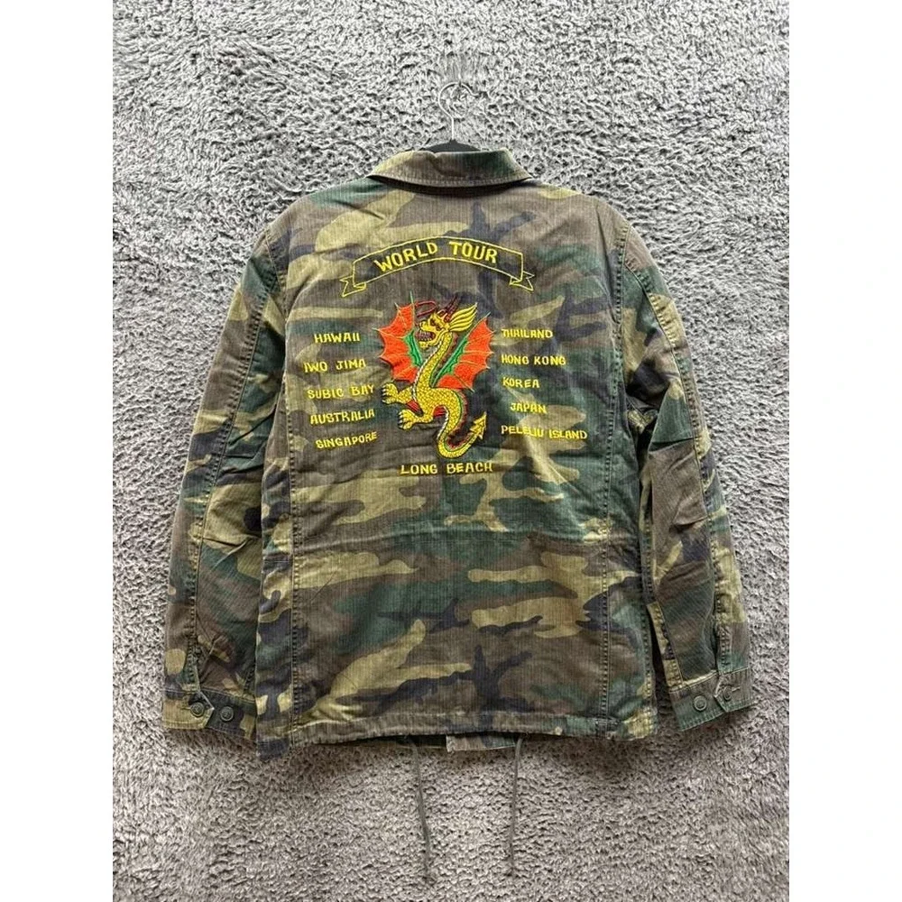 NWT Alpha Industries Dragon Tour Cotton Field‎ Coat Woodland Camo Mens Size M